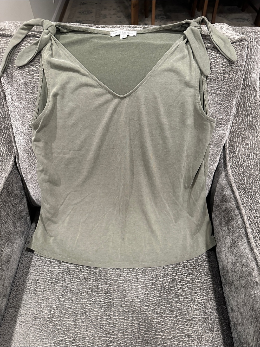 Green Envelope Sage Tie-Shoulder V-Neck Tank